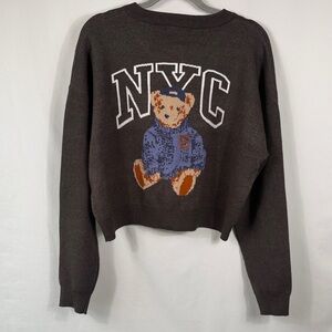 Grayson Threads NWT Dark Grey ButtonUp Cardigan NYC & Teddy Bear Womens Size XL